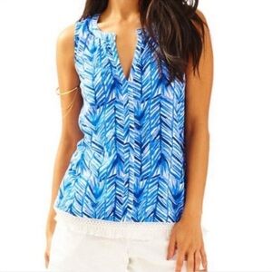 Lilly Pulitzer Kipper Sleeveless Tank Top Lapis Blue Costa Verde
